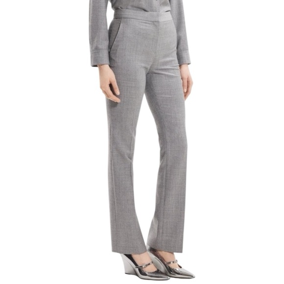 THEORY Gray Slim-Straight Wool Pant in New Light Heather Sleek Flannel Sz 2 NWT - Picture 10 of 10